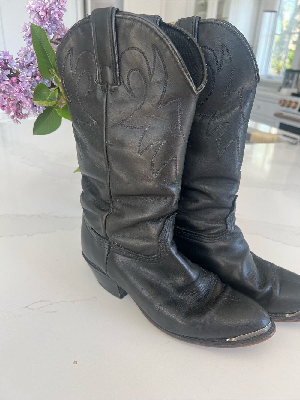 Durango Black Leather Western Pull-On Boots